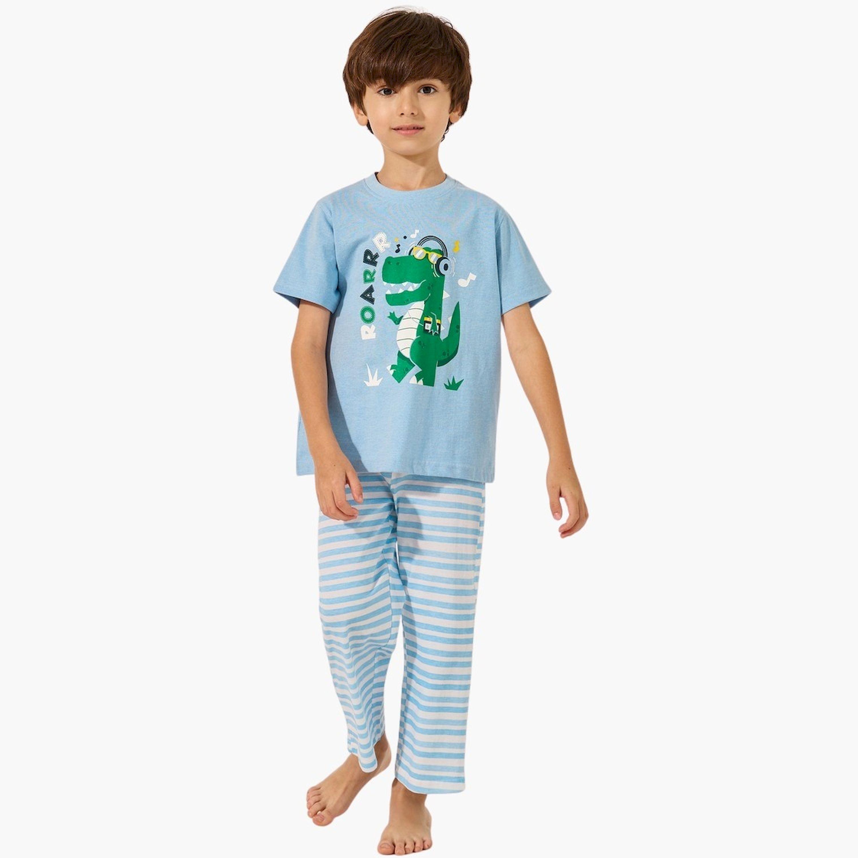 Styli Graphic Printed T-Shirt and Striped Pyjama Set-boys-clothing-nightwear-image-1