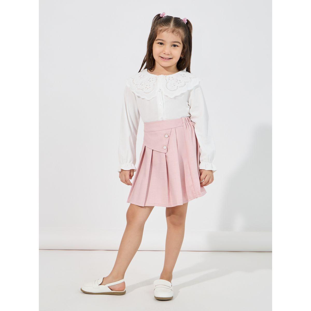 بلوزة بياقة مزينة بفتحات مع أزرار غلق-girls-clothing-blousesandshirts-image-2