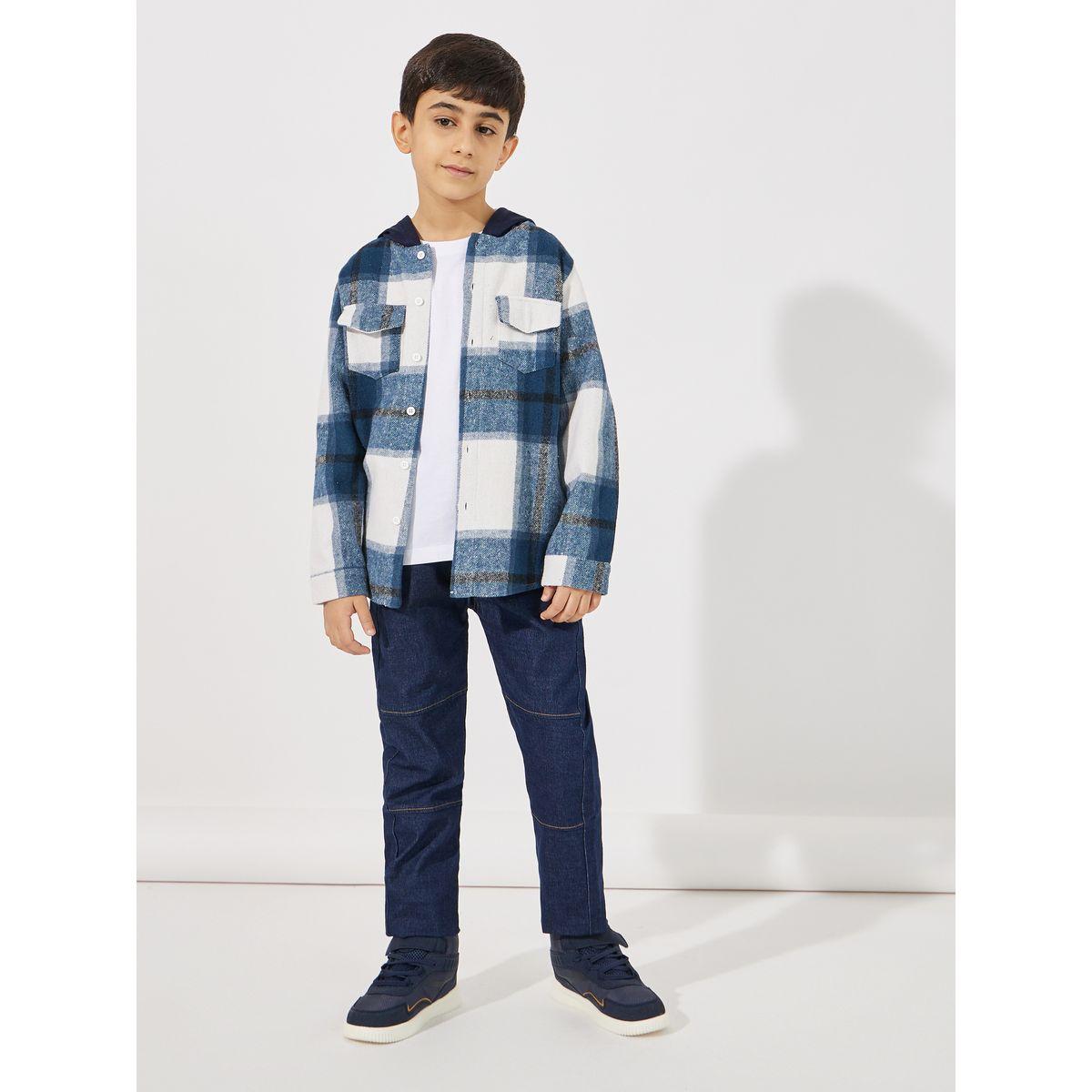 جاكيت مطبع بمربعات مع ياقة هودي-boys-clothing-jacketsandcoats-image-2
