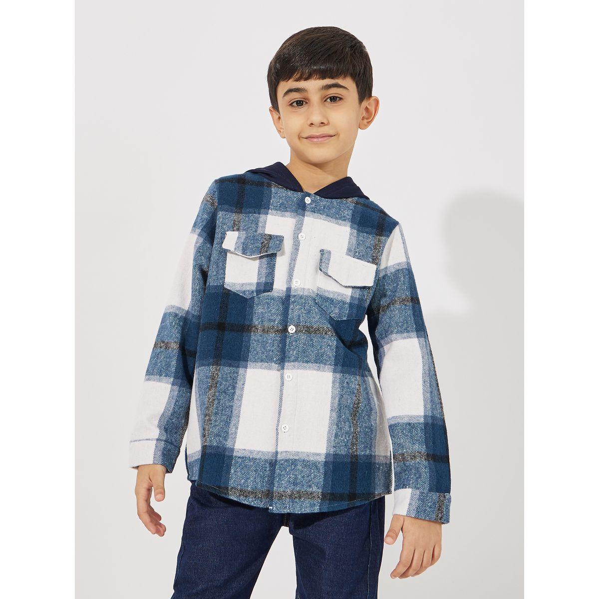 جاكيت مطبع بمربعات مع ياقة هودي-boys-clothing-jacketsandcoats-image-3