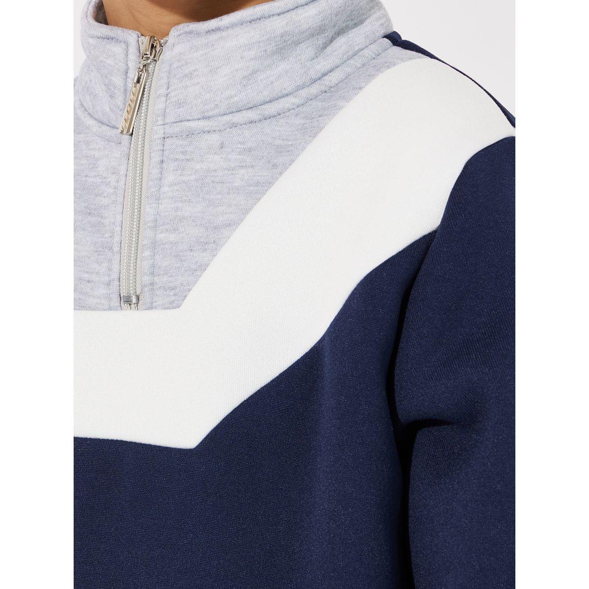 Styli Color Block Zip Neck Sweatshirt & Piping Joggers Set-boys-clothing-setsandcoords-image-3
