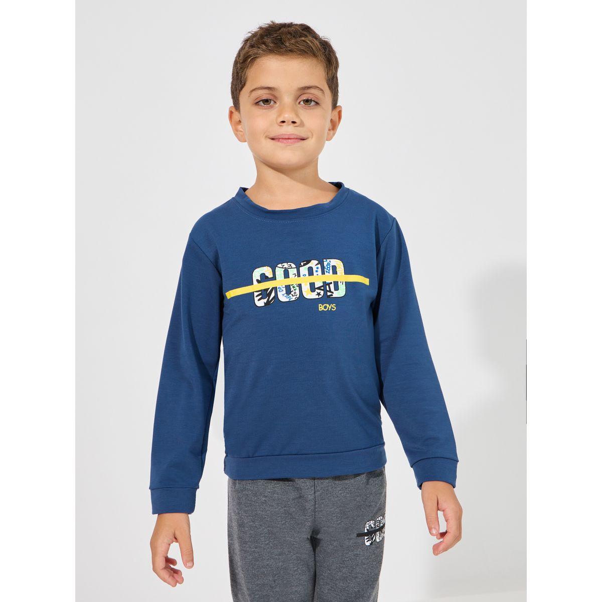 Styli Slogan Print Lightweight Sweatshirt & Joggers Set-boys-clothing-setsandcoords-image-2