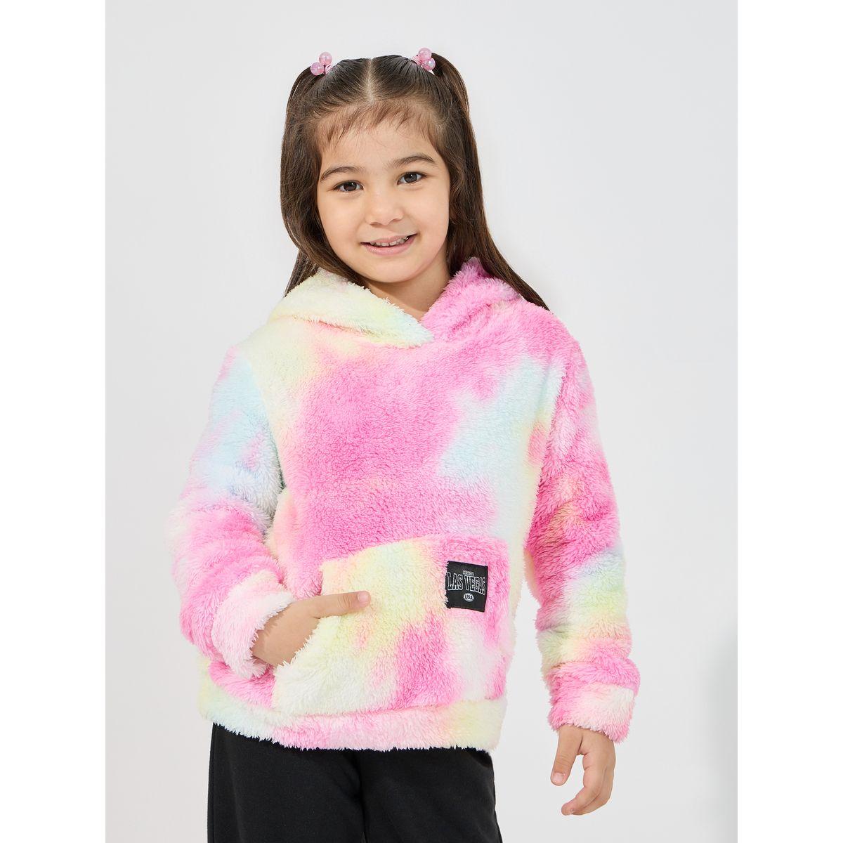 هودي بطبعة تاي داي مزين بفرو صناعي-girls-clothing-sweatshirts-image-1