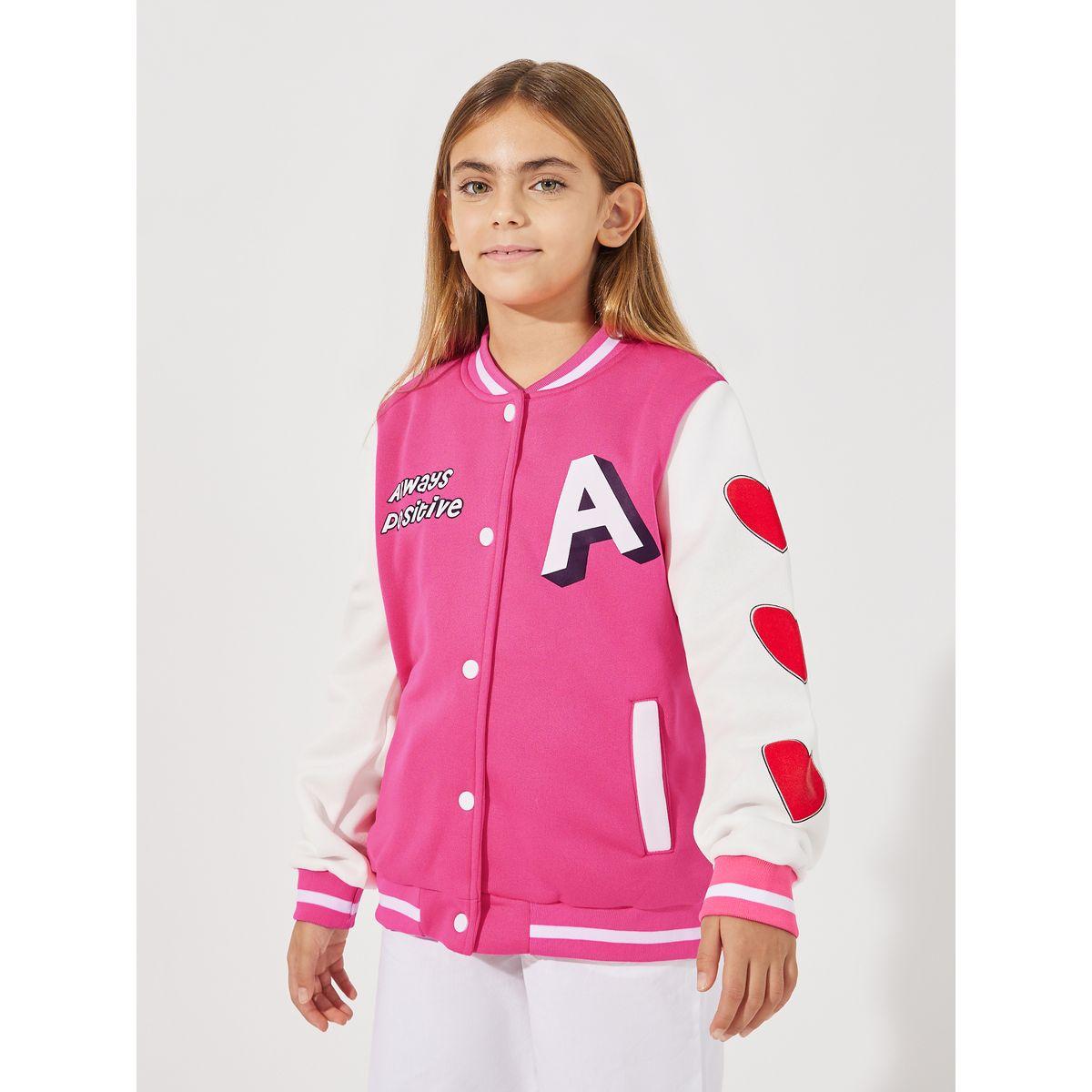 Styli Heart Print Slant Pocket Jacket-girls-clothing-jacketsandcoats-image-1