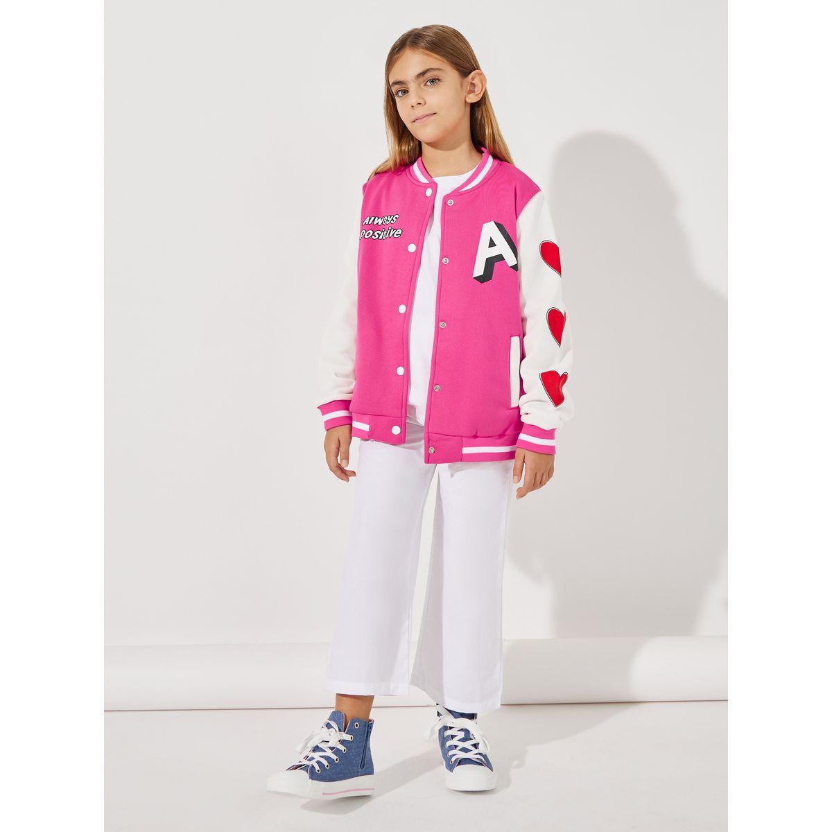 Styli Heart Print Slant Pocket Jacket-girls-clothing-jacketsandcoats-image-2