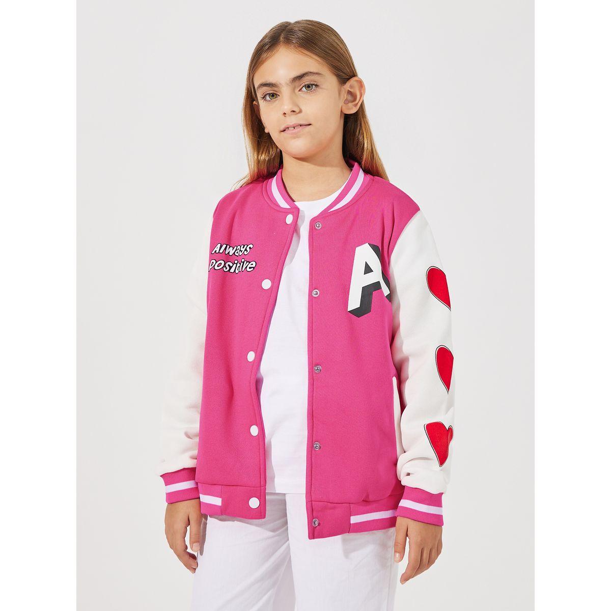 Styli Heart Print Slant Pocket Jacket-girls-clothing-jacketsandcoats-image-3