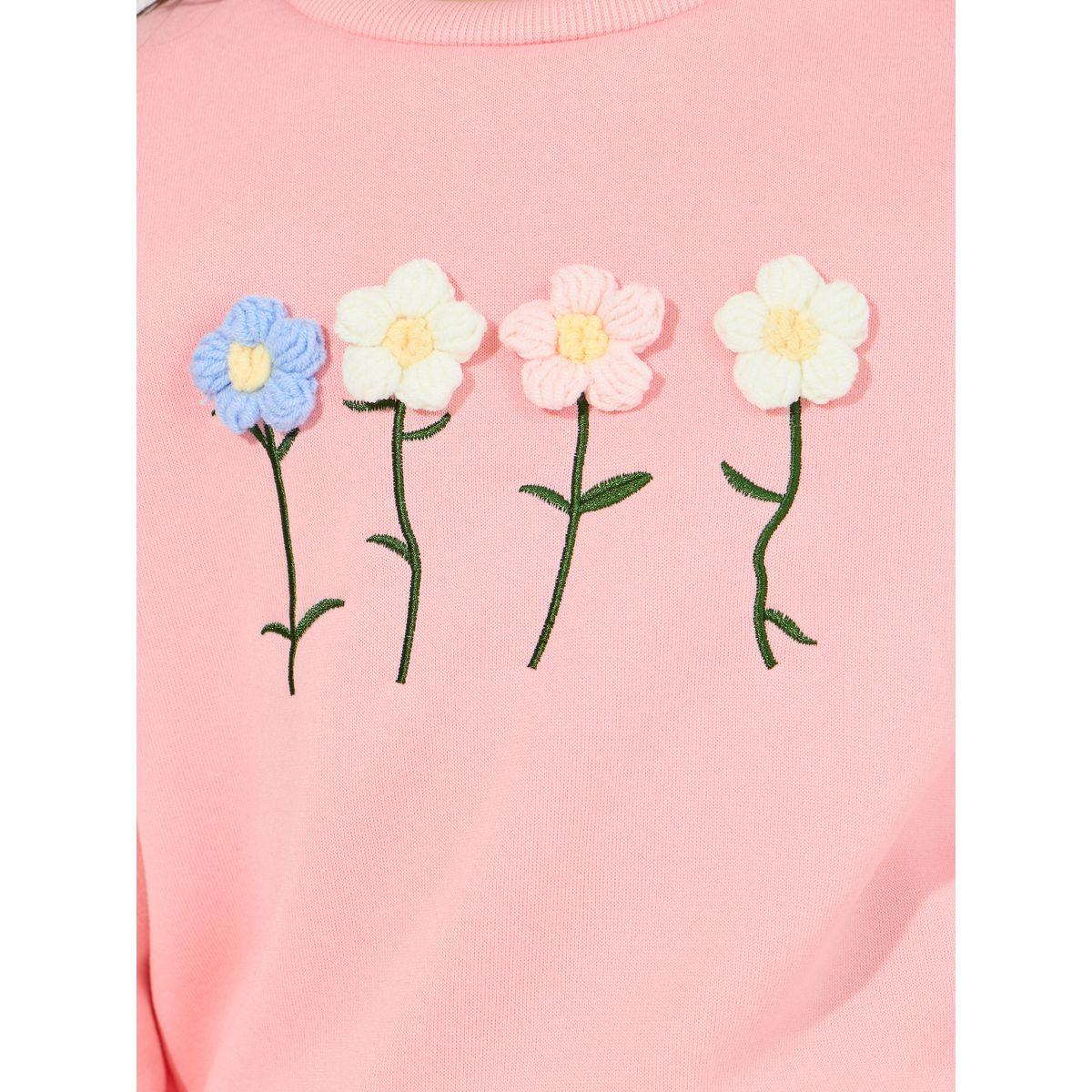 مجموعة من جوغر مع سويت شيرت مزين بزهور-girls-clothing-setsandcoords-image-3