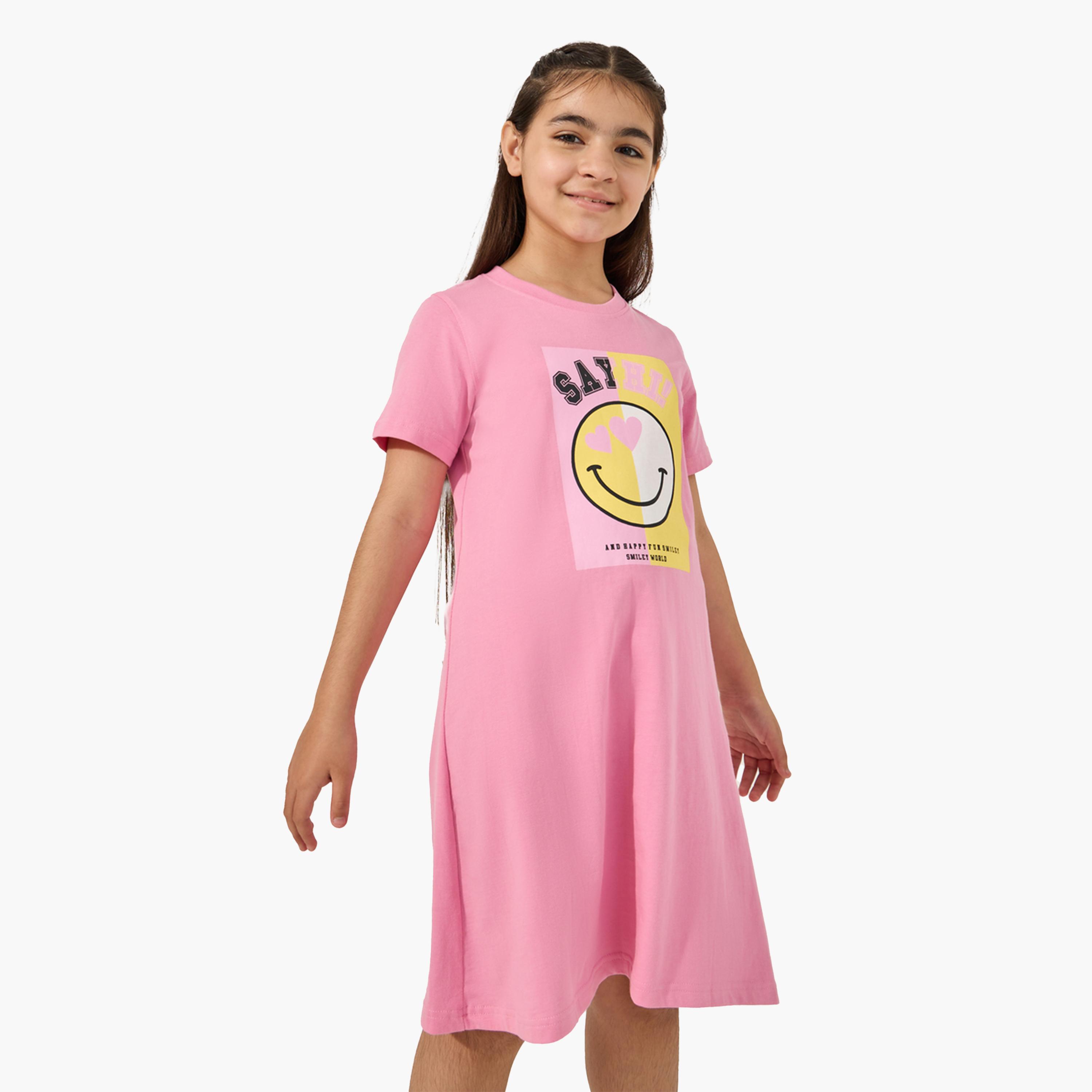Styli Graphic Print Short Sleeve Nightdress-girls-clothing-nightwear-image-2