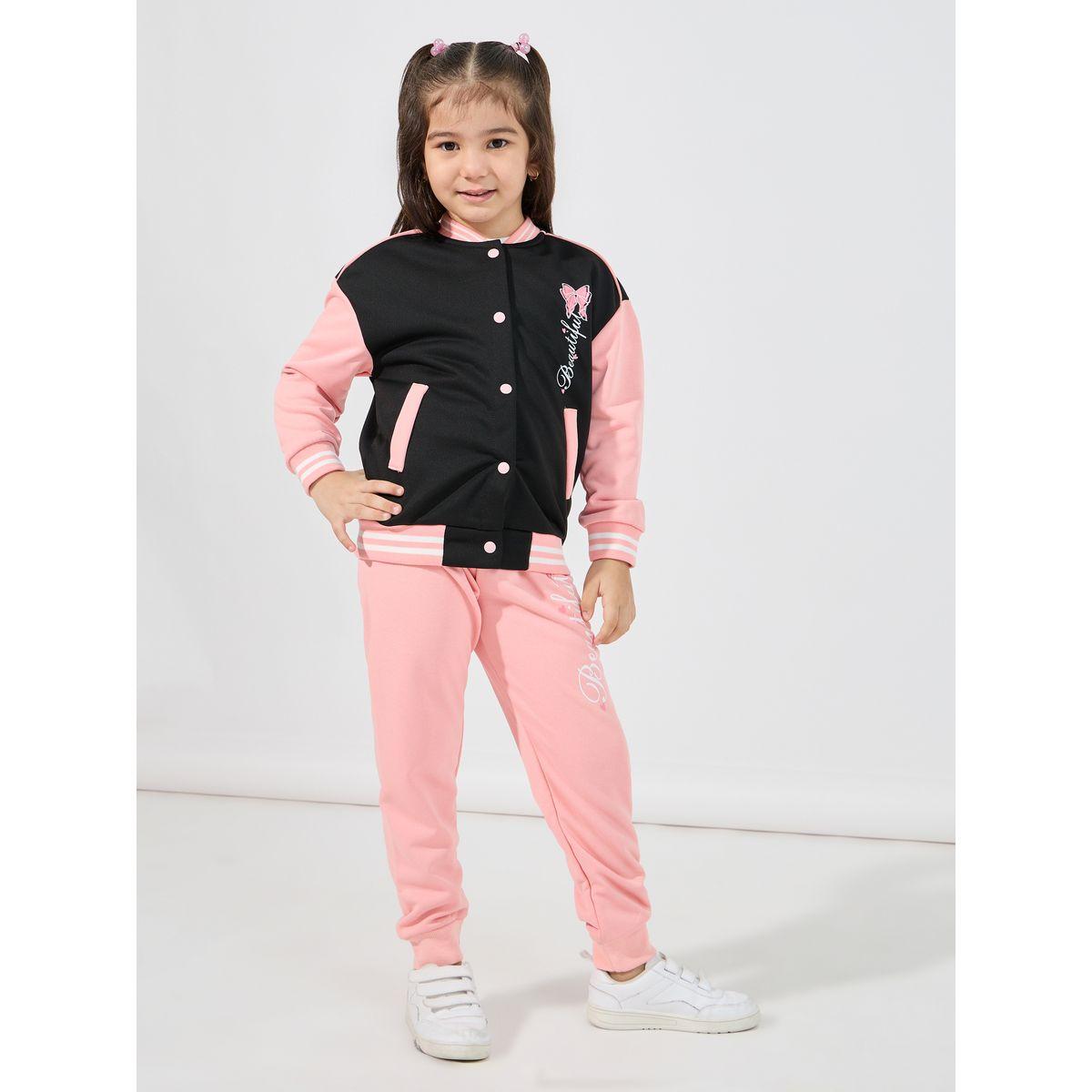 Styli Color Block Printed Jacket & Joggers Set-girls-clothing-setsandcoords-image-1