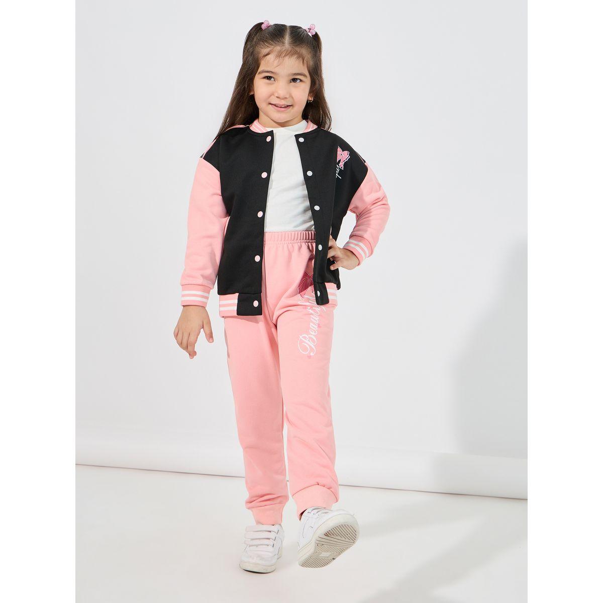 Styli Color Block Printed Jacket & Joggers Set-girls-clothing-setsandcoords-image-2
