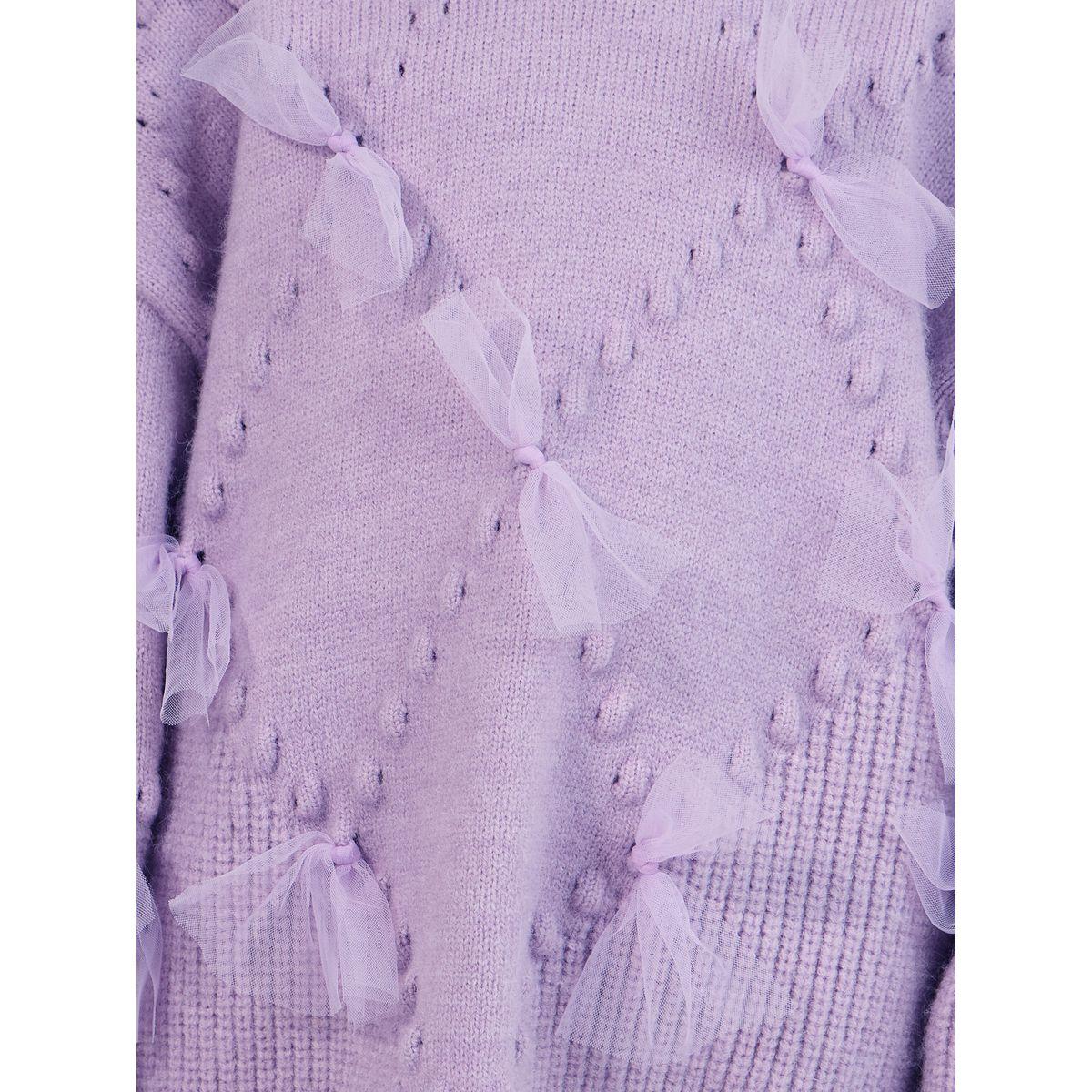 Styli Mesh Bow Applique Texture Soft Sweater-girls-clothing-jumpersandcardigans-image-3