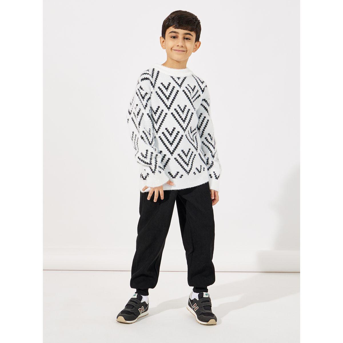 سويتر مطبع بأنماط هندسية ومزين بخيوط-boys-clothing-jumpersandcardigans-image-2