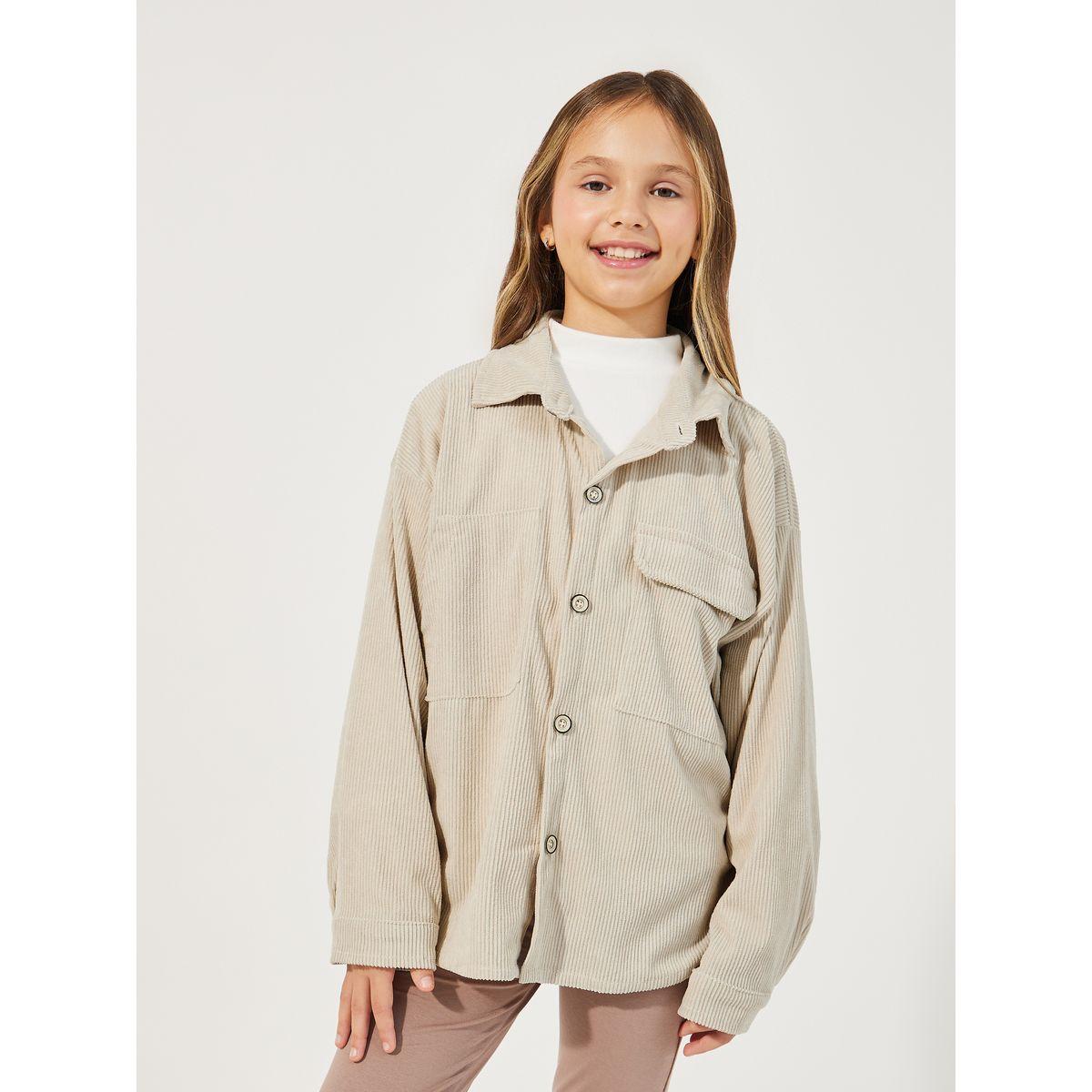 Styli Front Chest Pockets Corduroy Shirt-girls-clothing-blousesandshirts-image-1