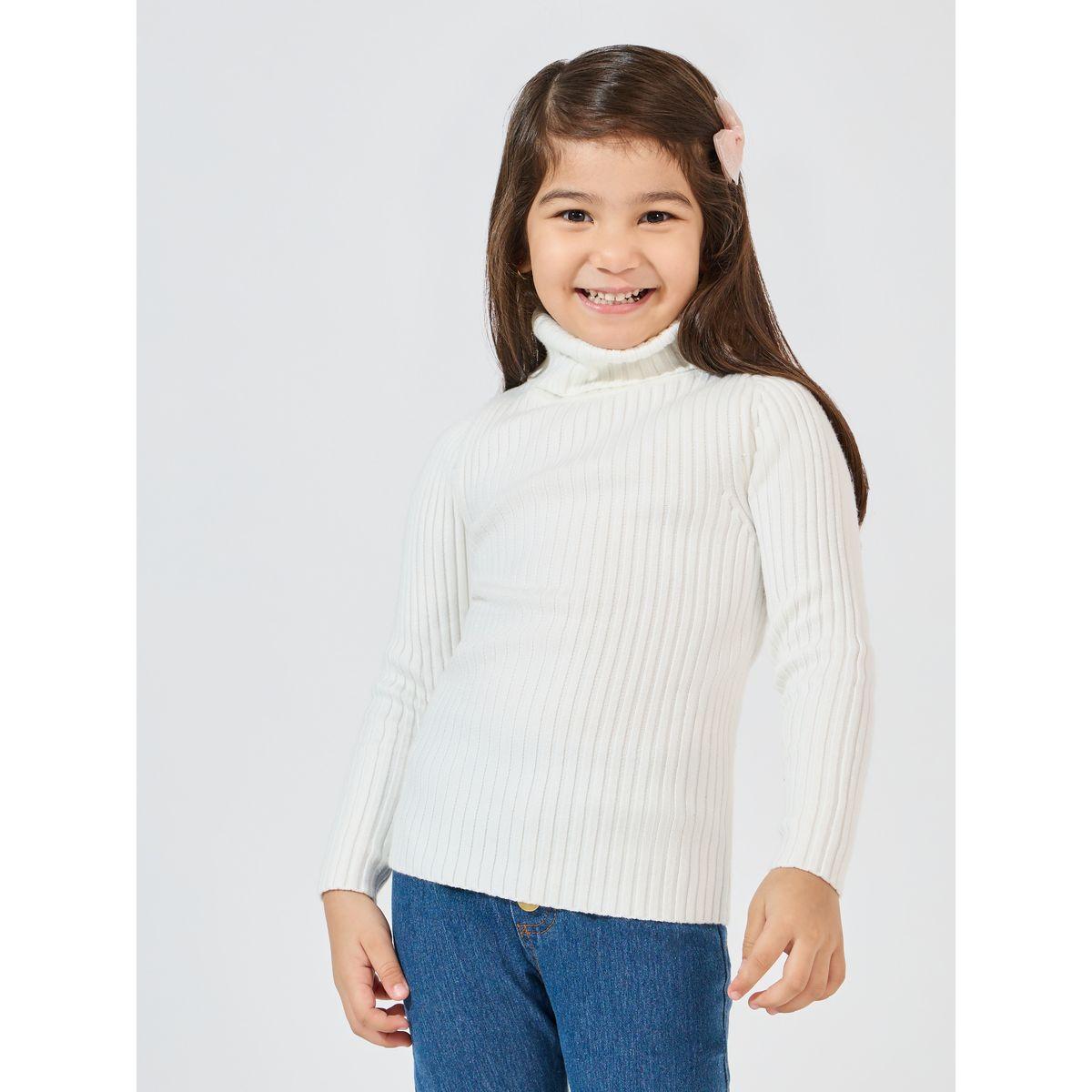 سويتر محبوك بتفاصيل مضلع وياقة عالية-girls-clothing-jumpersandcardigans-image-1