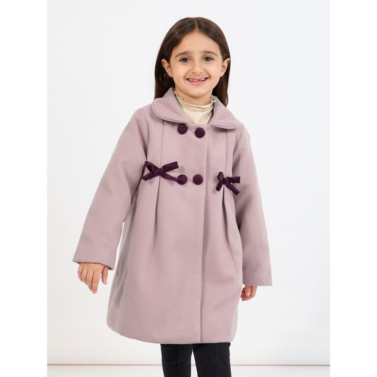 Styli Bow Tie Front Pleated Coat-girls-clothing-jacketsandcoats-image-1