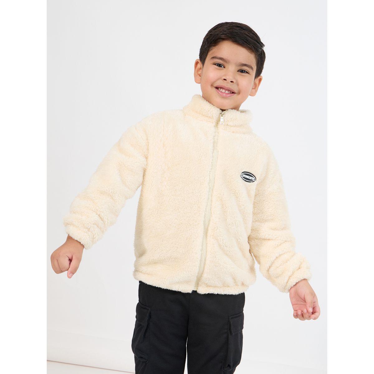 جاكيت بفرو صناعي وسحَّاب غلق مع شارة-boys-clothing-jacketsandcoats-image-1