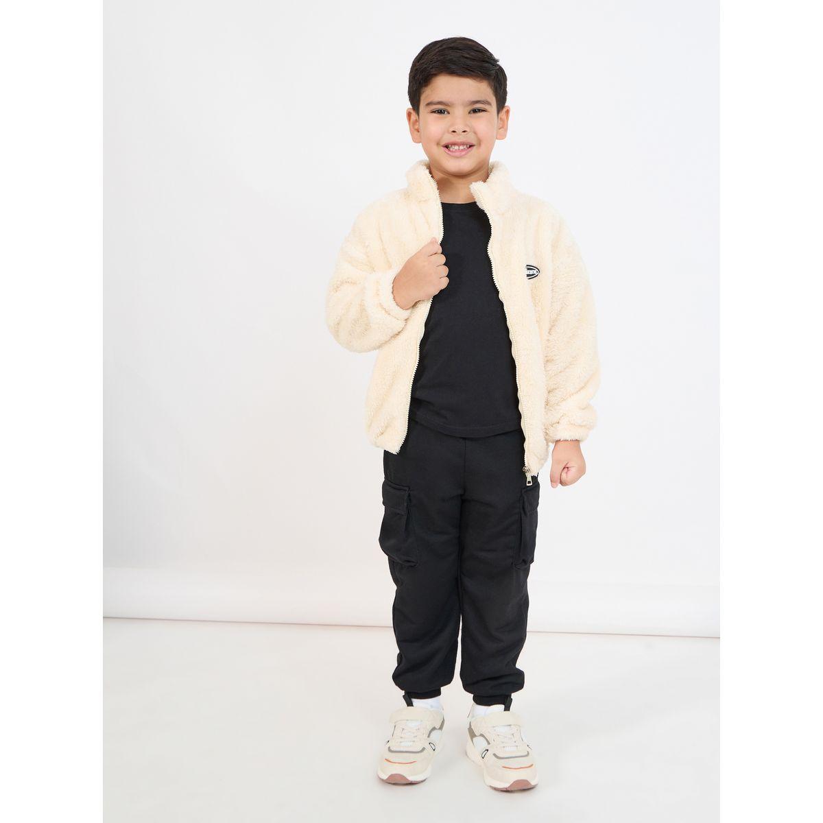 Styli Patch Detail Fuzzy Zipper Jacket-boys-clothing-jacketsandcoats-image-2
