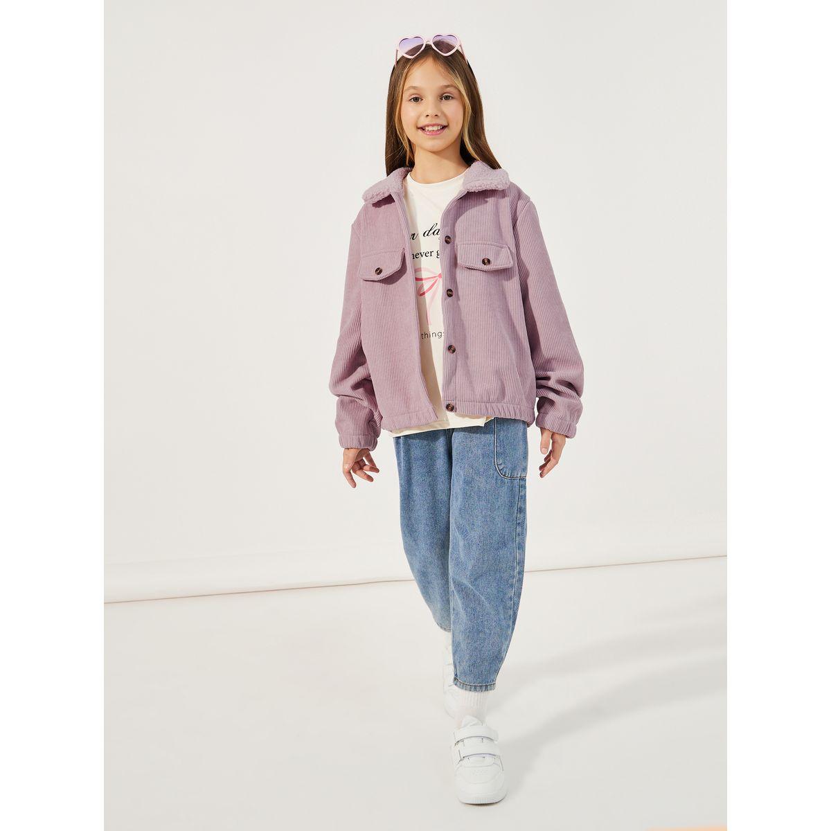 Styli Teddy Fuzzy Collar Thermal Lined Corduroy Coat-girls-clothing-jacketsandcoats-image-2