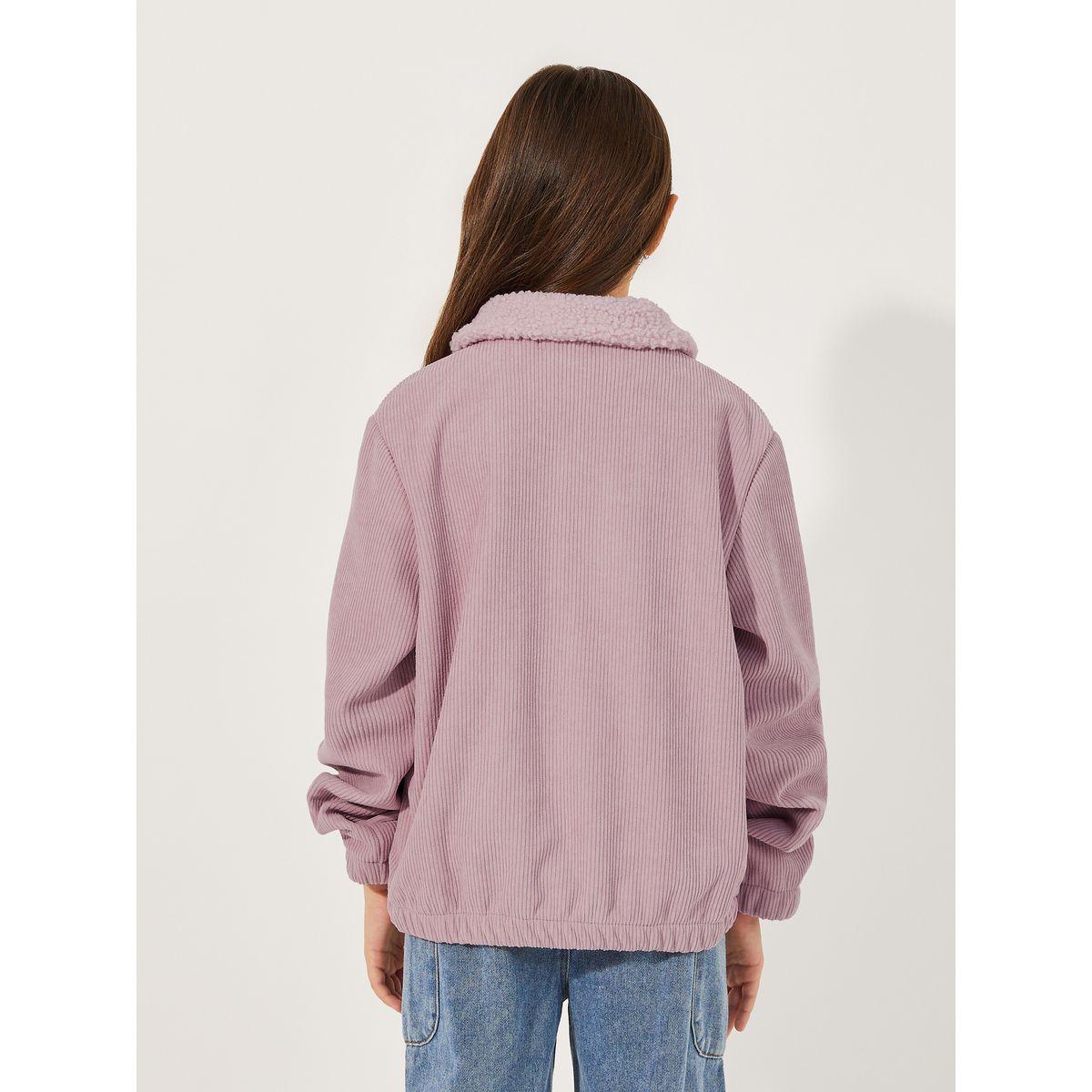 Styli Teddy Fuzzy Collar Thermal Lined Corduroy Coat-girls-clothing-jacketsandcoats-image-4