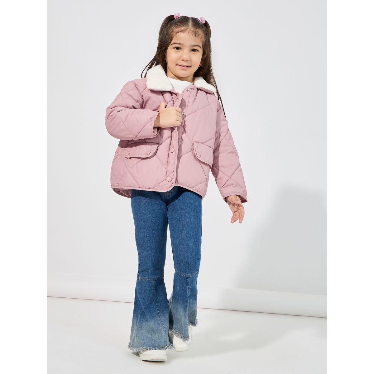 Styli Lined Faux Fur Collar Quilted Jacket-girls-clothing-winterwear-jacketsandcoats-image-2