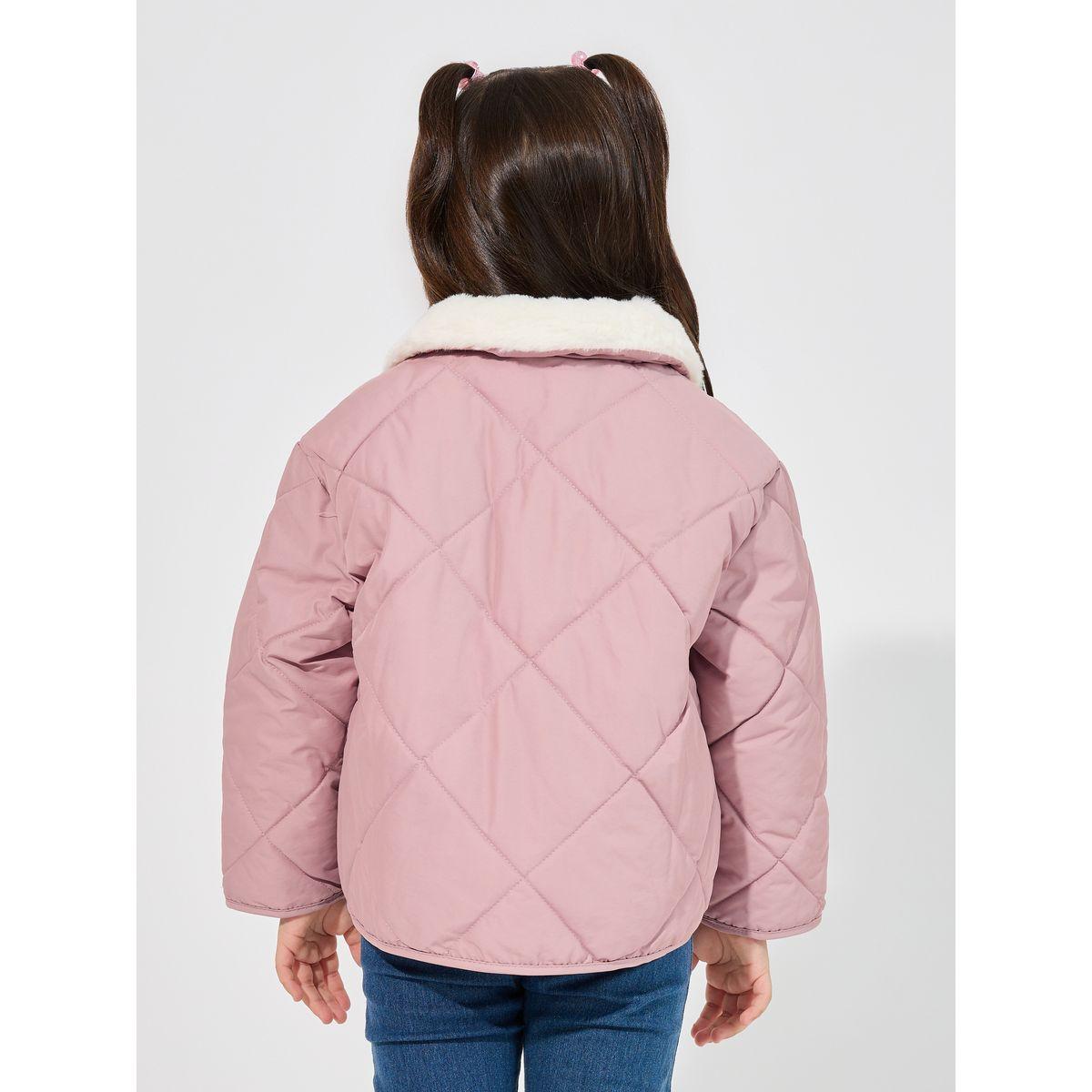 Styli Lined Faux Fur Collar Quilted Jacket-girls-clothing-winterwear-jacketsandcoats-image-4