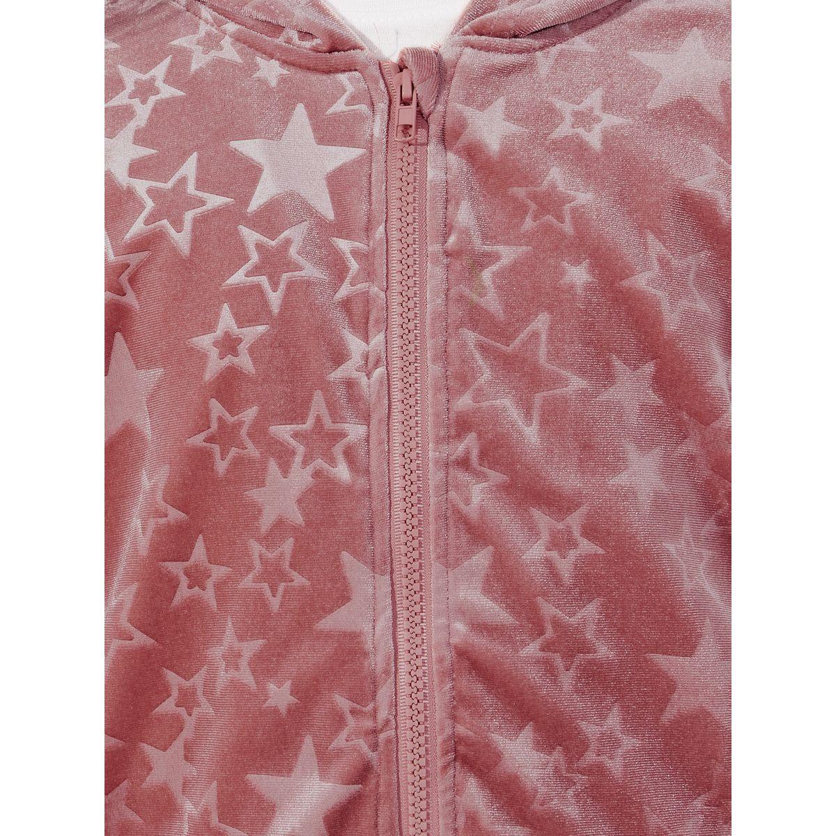 Styli Star Pattern Zipper Front Velvet Hoodie & Flare Hem Pant Set-girls-clothing-setsandcoords-image-4