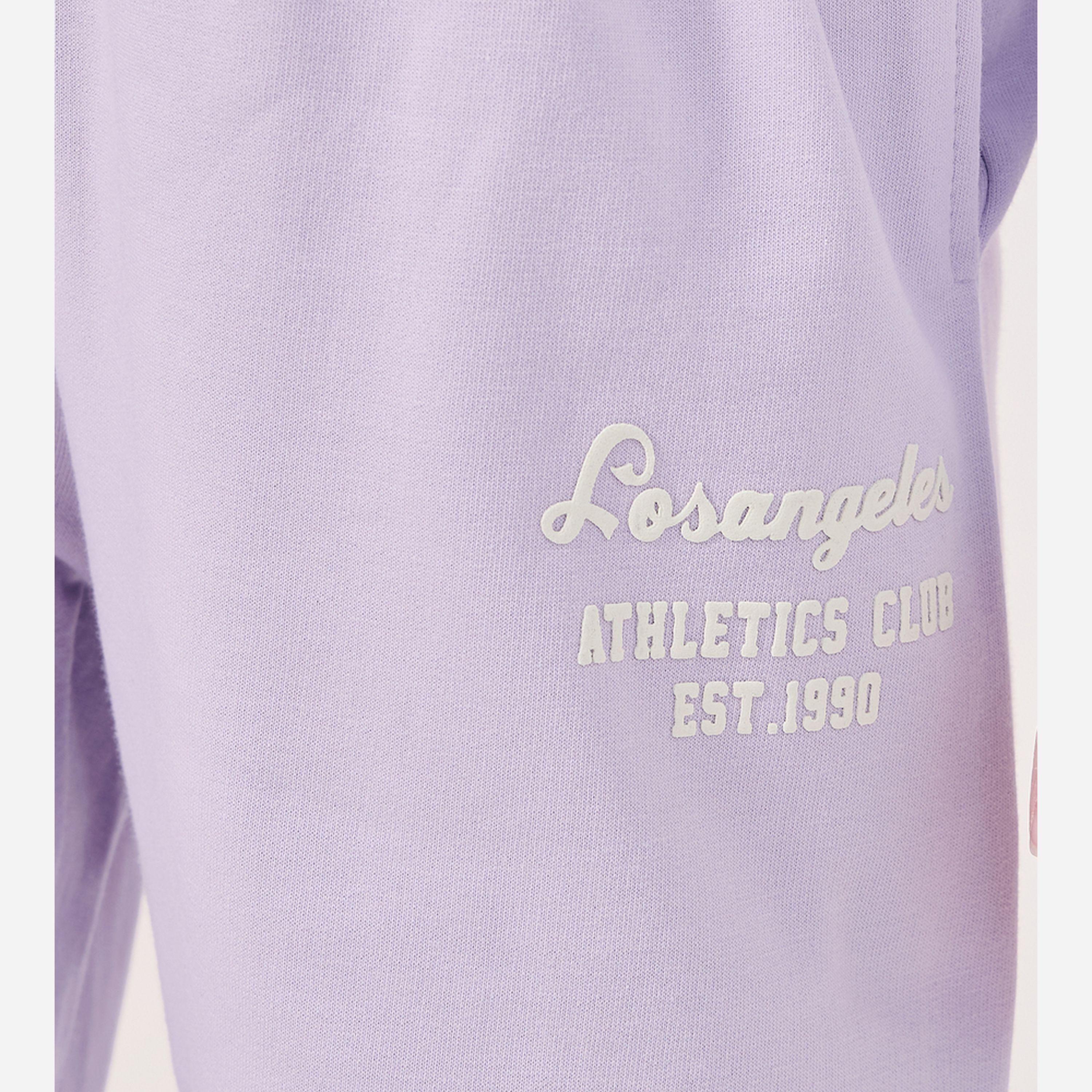 ستايلي - بنطال رياضي بحزام خصر مطاطي مطبوع عليه شعار بسيط-girls-clothing-bottoms-joggersandtrackpants-image-3