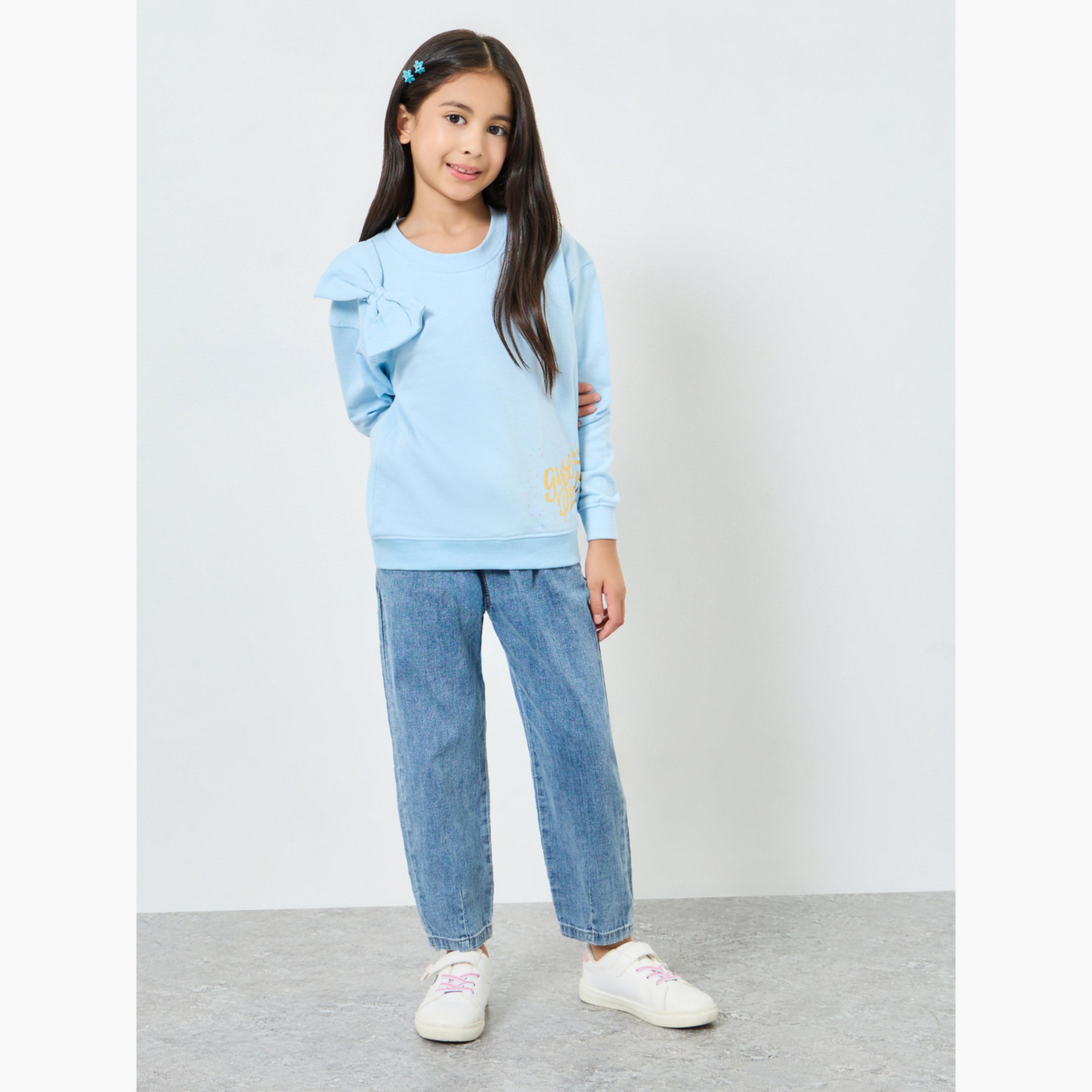 Styli Girls Bow Detail Printed Sweatshirt-girls-clothing-sweatshirts-image-2