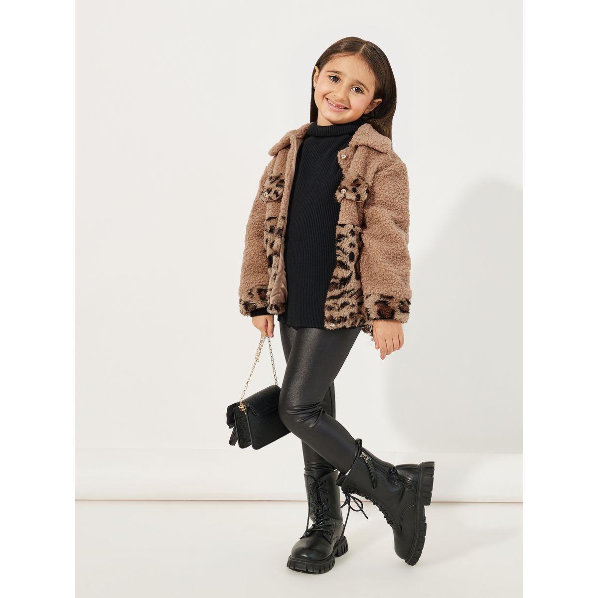 Styli Leopard Print Lined Fleece Coat-girls-clothing-jacketsandcoats-image-2