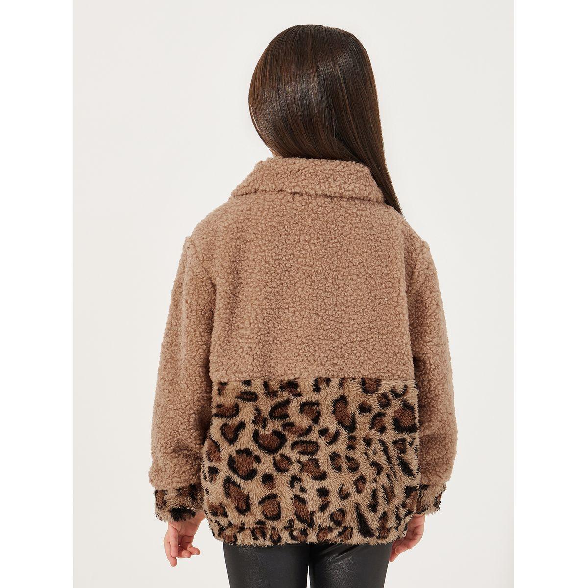 Styli Leopard Print Lined Fleece Coat-girls-clothing-jacketsandcoats-image-4