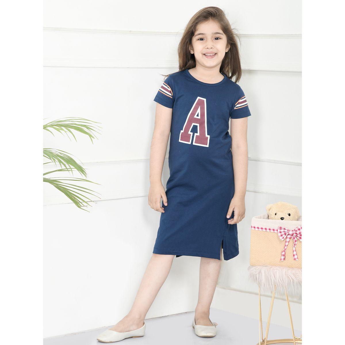 فستان ميدي مطبع بطبعة حرف ليل بيكس × ستايلي-girls-clothing-dressesandjumpsuits-image-3