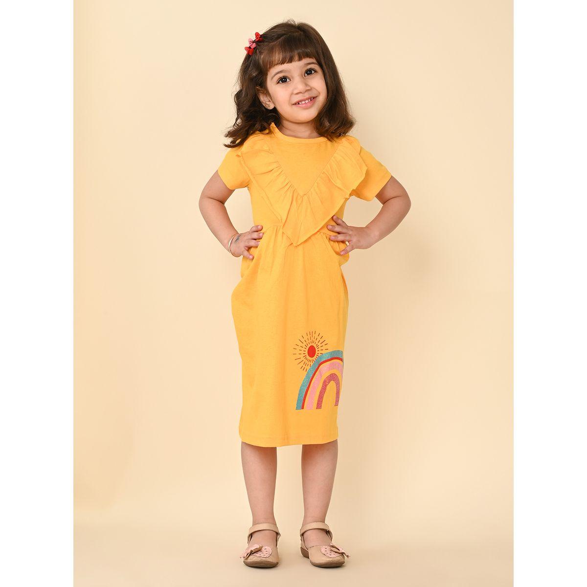 فستان ميدي مطبع بطبعة جرافيك ليل بيكس × ستايلي-girls-clothing-dressesandjumpsuits-image-3