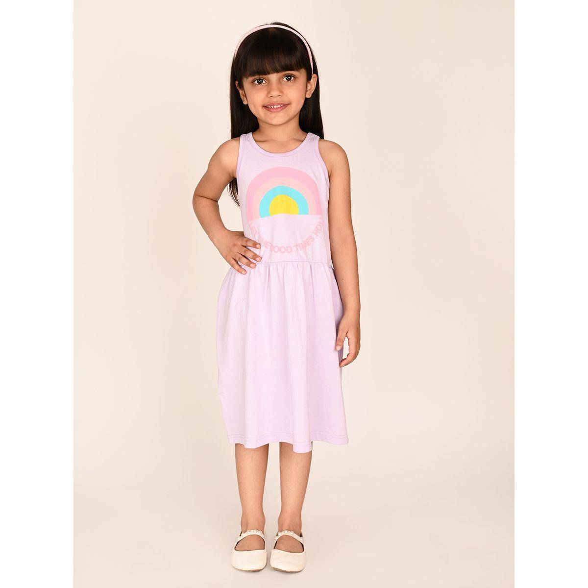 فستان بطبعة جرافيك وياقة دائرية ليل بيكس × ستايلي-girls-clothing-dressesandjumpsuits-image-2