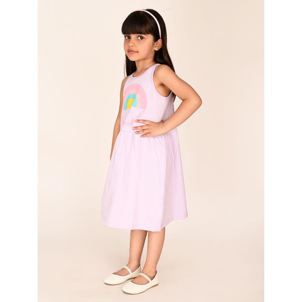 فستان بطبعة جرافيك وياقة دائرية ليل بيكس × ستايلي-girls-clothing-dressesandjumpsuits-image-3