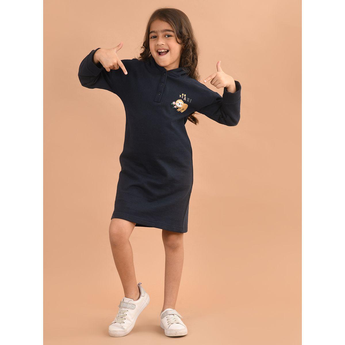 LilPicks X Styli  Graphic Print Knee Length Hooded Dress-girls-clothing-dressesandjumpsuits-image-3