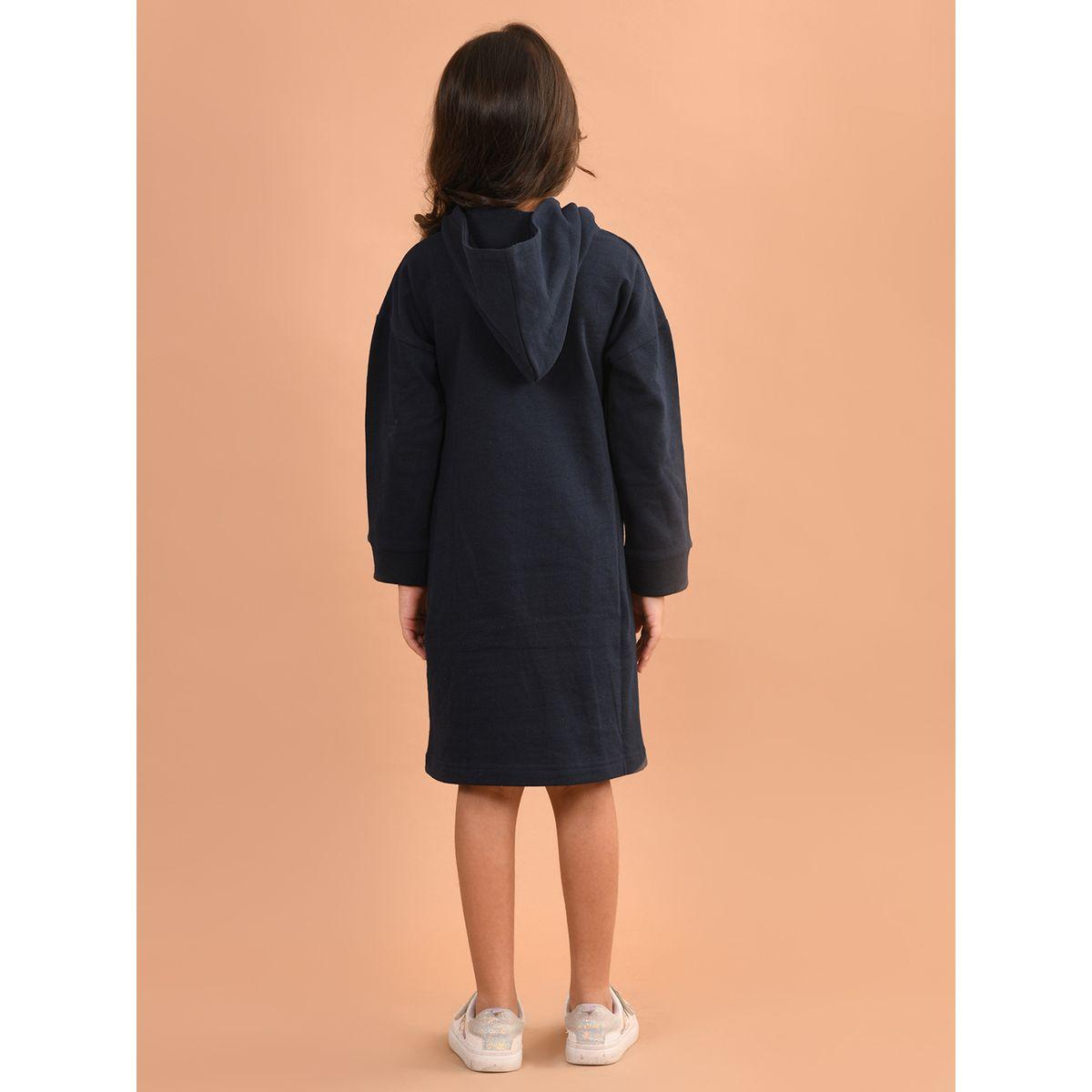 LilPicks X Styli  Graphic Print Knee Length Hooded Dress-girls-clothing-dressesandjumpsuits-image-4