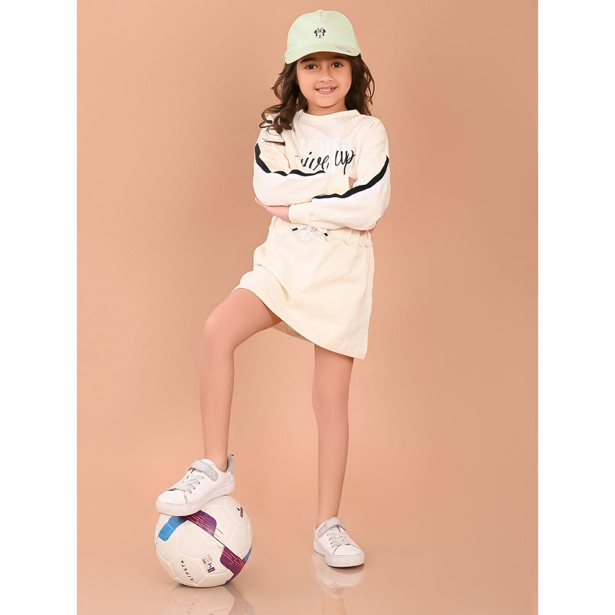 فستان بطول الركبة وطبعة كتابة ليل بيكس × ستايلي-girls-clothing-dressesandjumpsuits-image-2