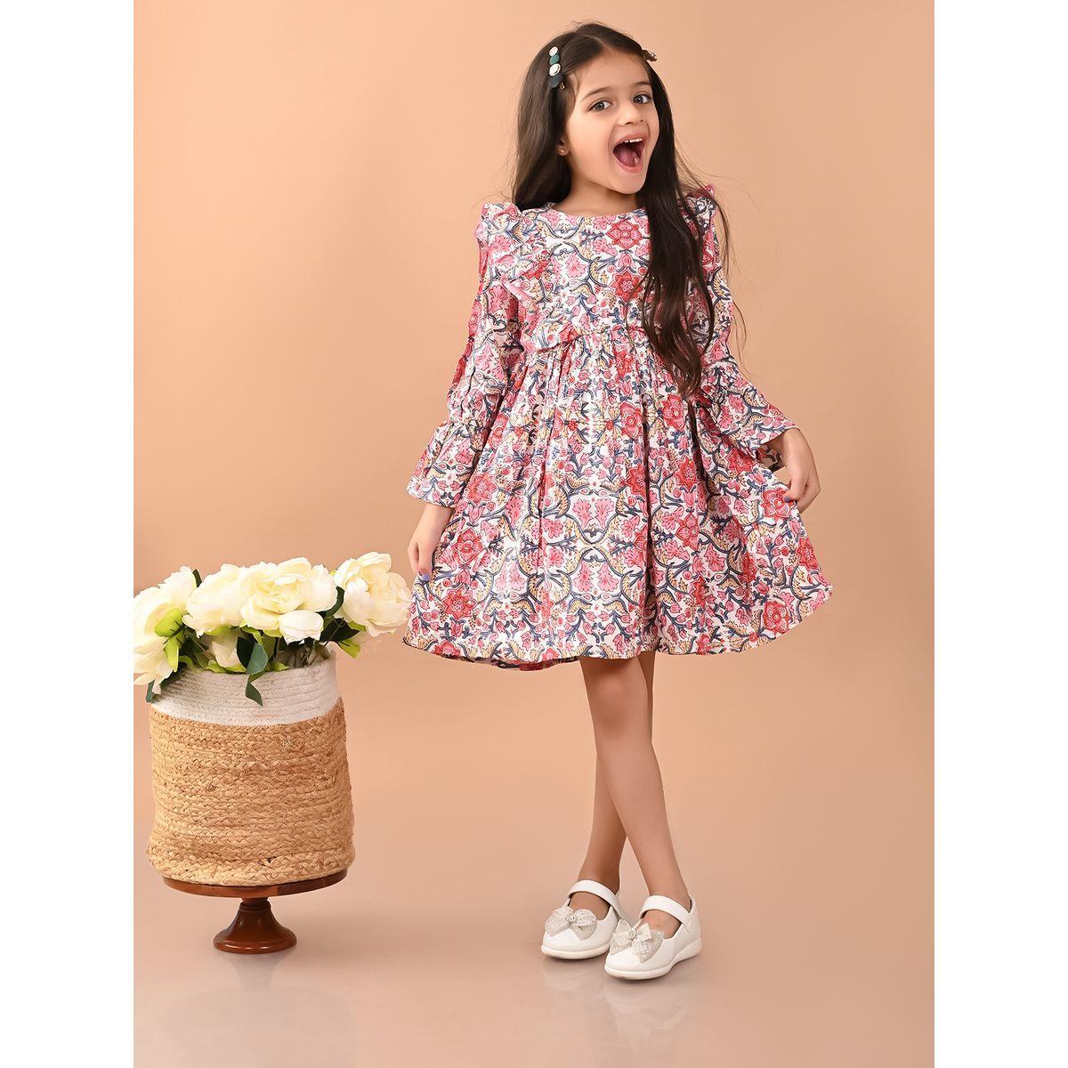 LilPicks Printed Fit & Flare Knee Length Dress-girls-clothing-dressesandjumpsuits-image-1