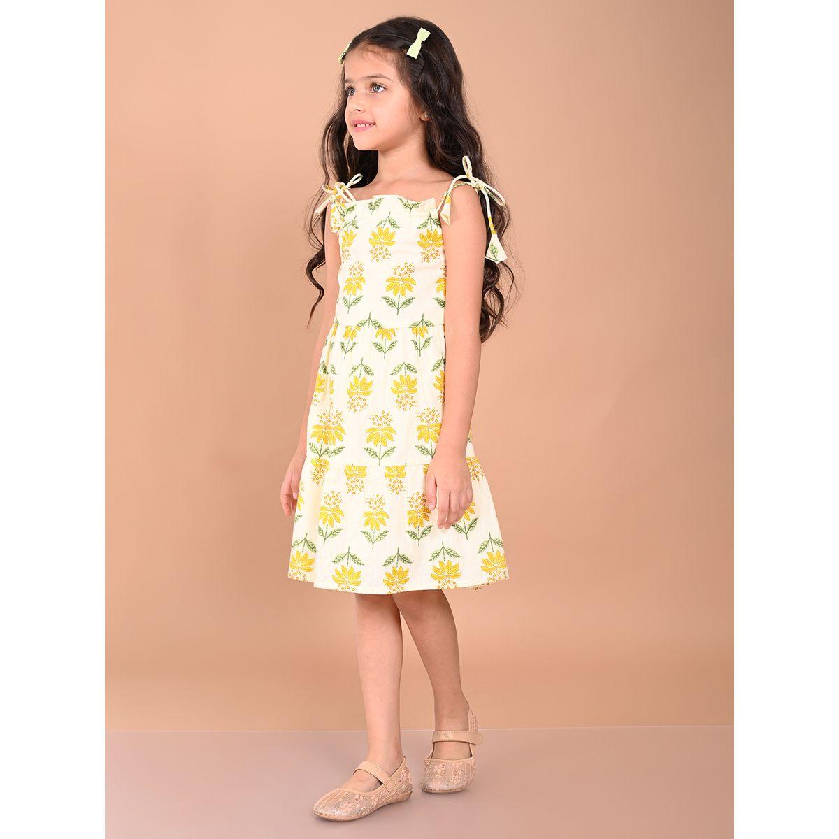 فستان بطول الركبة وطبعة زهور ليل بيكس × ستايلي-girls-clothing-dressesandjumpsuits-image-3