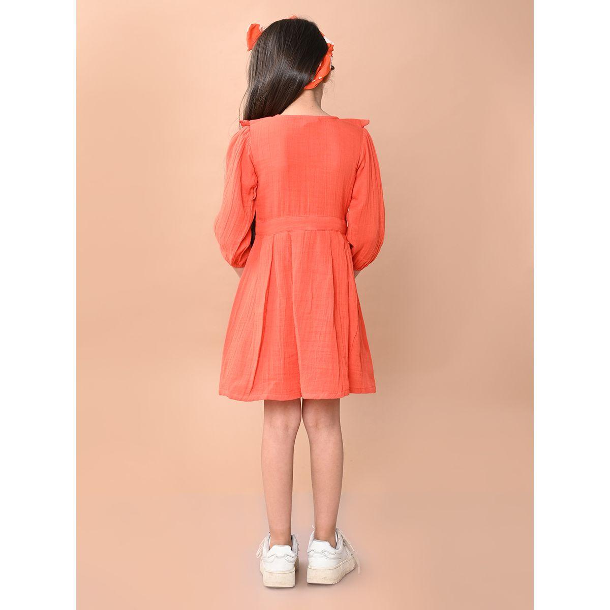 فستان بطول الركبة وخصر ضيق مع حافة واسعة ليل بيكس × ستايلي-girls-clothing-dressesandjumpsuits-image-3
