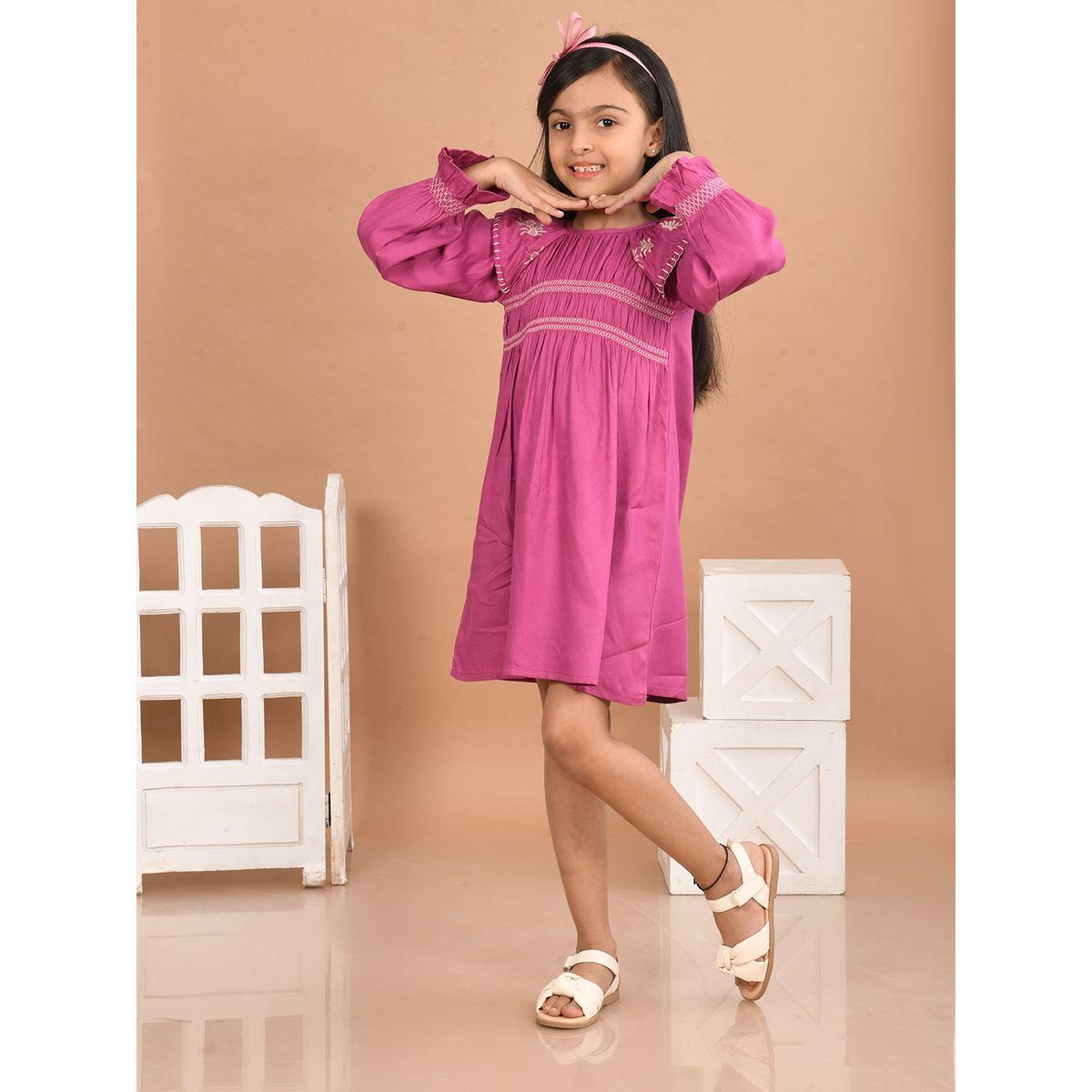 LilPicks X Styli  Round Neck Knee Length Dress-girls-clothing-dressesandjumpsuits-image-3