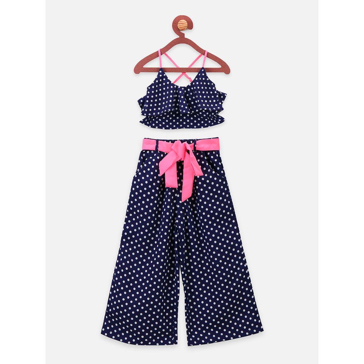 LilPicks X Styli  Blue Polka Dot Clothing Set-girls-clothing-setsandcoords-image-1