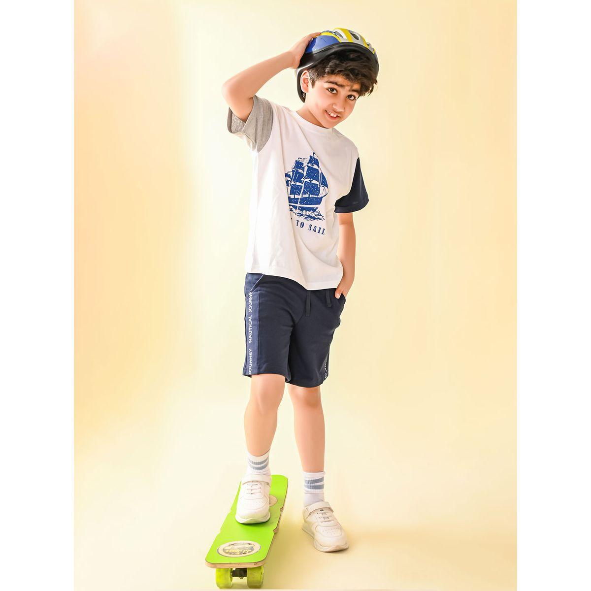 LilPicks X Styli  Graphic Print T-Shirt & Short Set-boys-clothing-setsandcoords-image-1