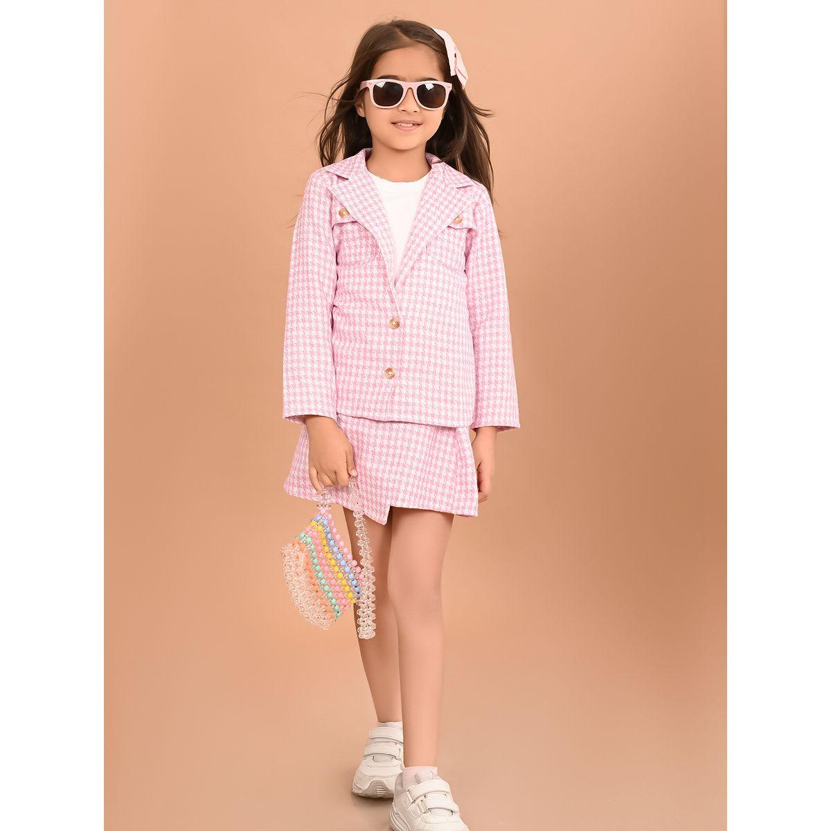LilPicks X Styli  Checked Blazer & Skirt Co-ord Set-girls-clothing-setsandcoords-image-1