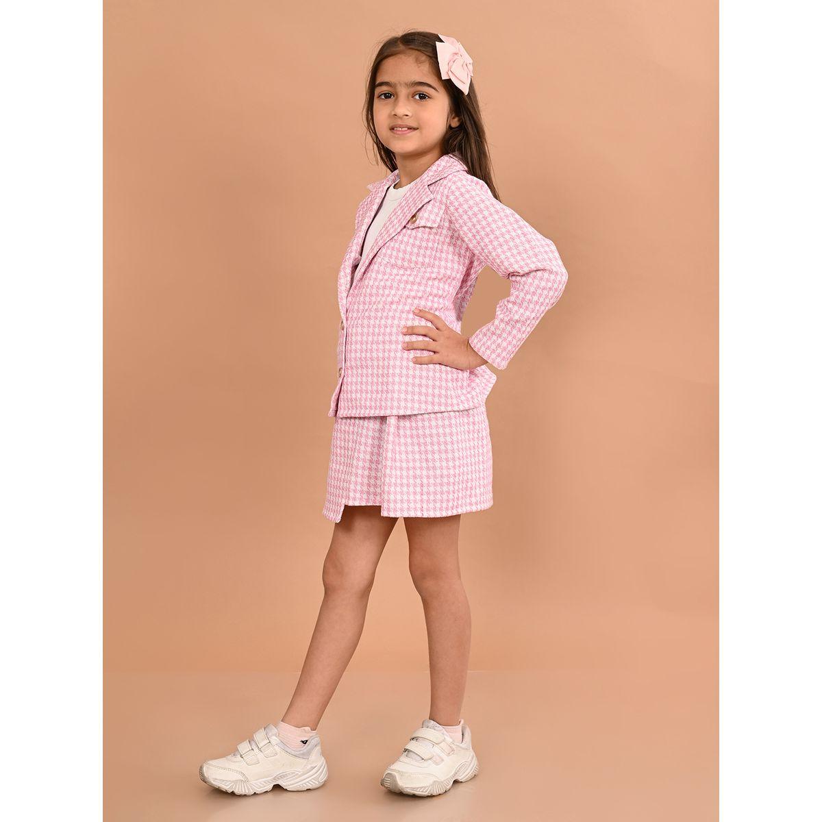 طقم منسق من تنورة مع بليزر بطبعة مربعات ليل بيكس × ستايلي-girls-clothing-setsandcoords-image-3