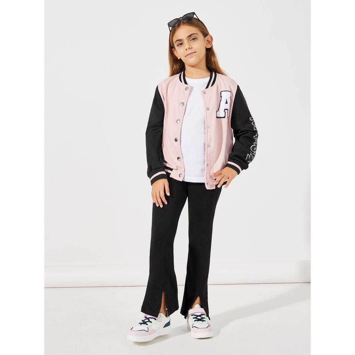 Styli Constrast Printed Sleeve Patch Front Jacket-girls-clothing-jacketsandcoats-image-2