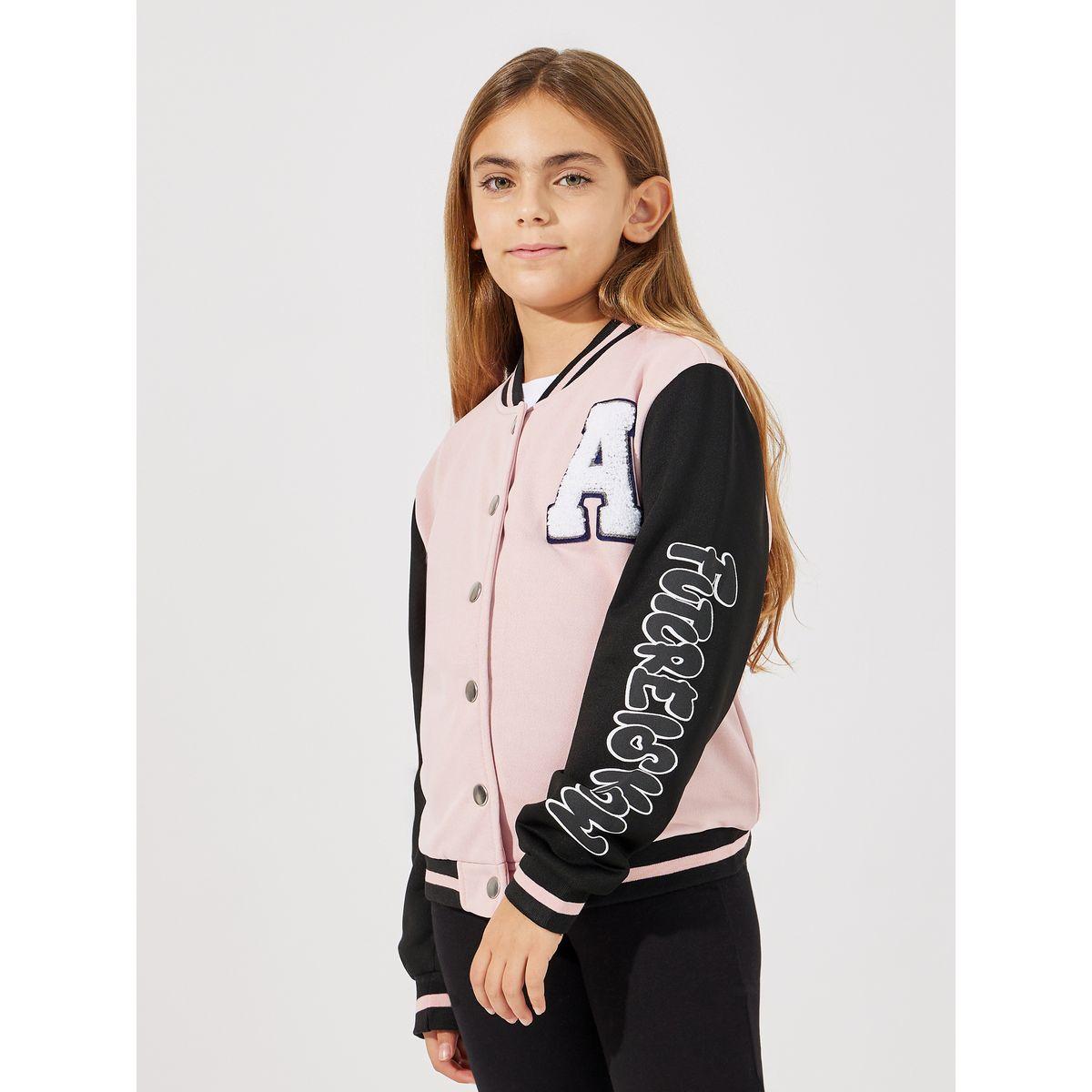 Styli Constrast Printed Sleeve Patch Front Jacket-girls-clothing-jacketsandcoats-image-3