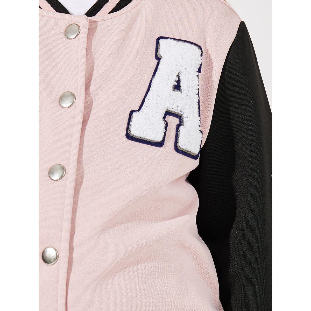 Styli Constrast Printed Sleeve Patch Front Jacket-girls-clothing-jacketsandcoats-image-4