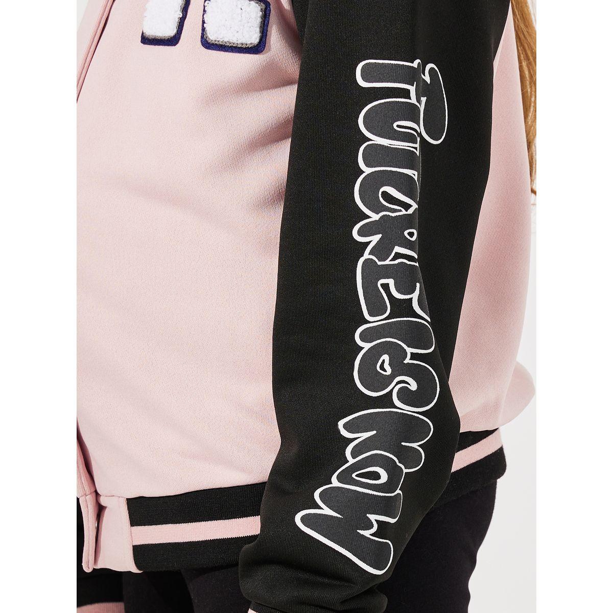 Styli Constrast Printed Sleeve Patch Front Jacket-girls-clothing-jacketsandcoats-image-5