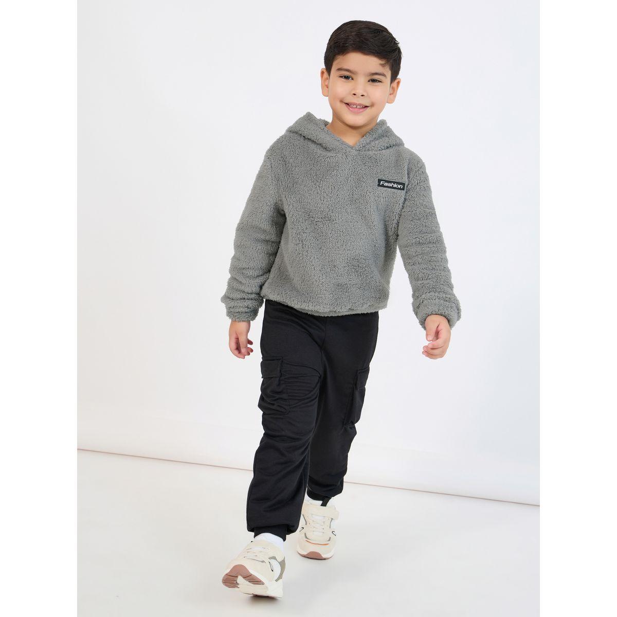 Styli Patch Detail Fax Fuzzy Hoodie-boys-clothing-winterwear-sweatshirts-image-2